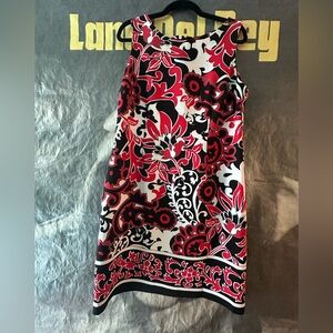 Lands' End Women's Red and Black Floral Dress